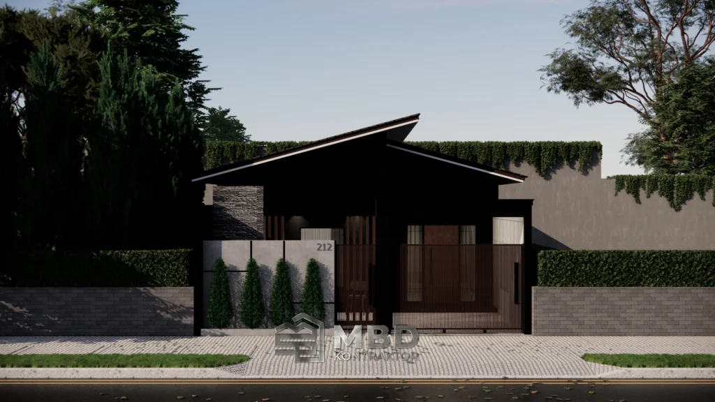 Desain 3D Fasad & Interior - RZ House 7 3D Eksterio Ibu Rizky View 1